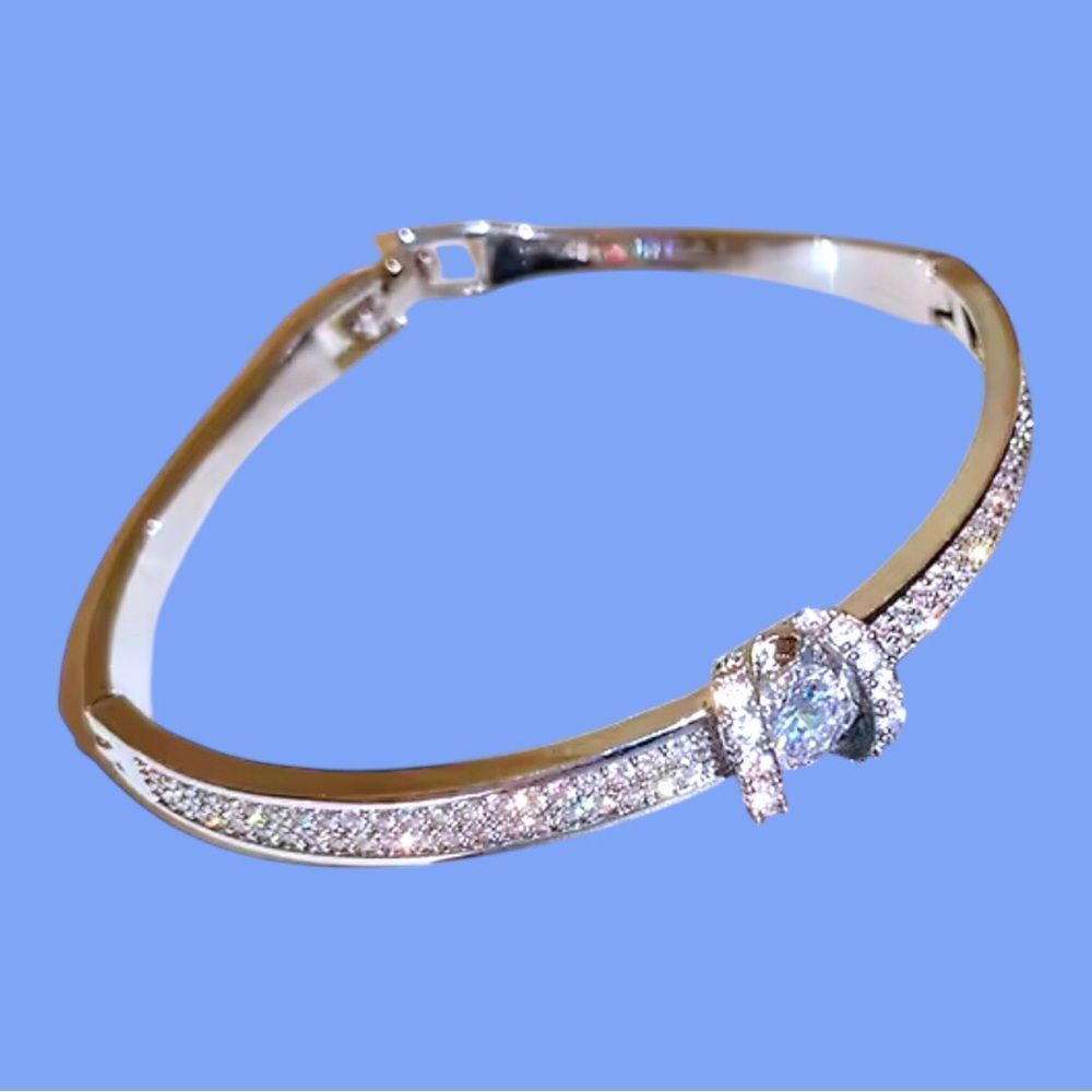 Silver Bracelet with Crystal Diamond Accents